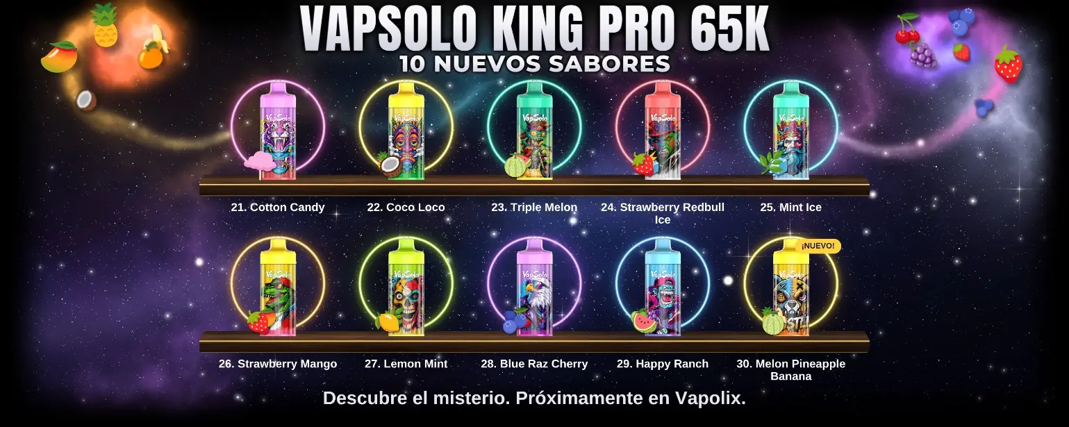 Vapsolo King Pro 65K: 10 nuevos sabores, lanzamiento el martes 13 a las 17:00 en Vapolix
